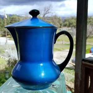 Antique  Art Nouveau Blue Porcelain lided milk jug from Germany Large As Is